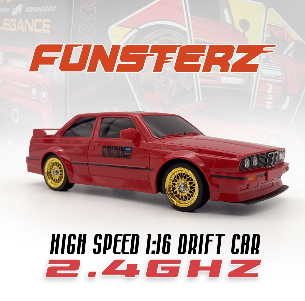 سيارة التحكم عن بعد Funsterz Drift Series 1:16 بسرعة 30 كم/ساعة مع أضواء LED