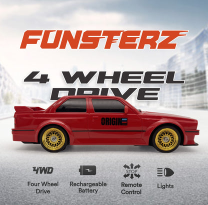 سيارة التحكم عن بعد Funsterz Drift Series 1:16 بسرعة 30 كم/ساعة مع أضواء LED