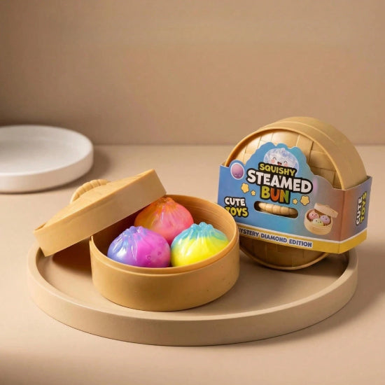 Gradient Color Steamed Bun Squishy Toy – Pastel Rainbow Sensory Fidget Squishy
