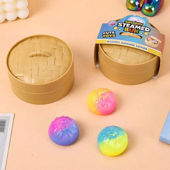 Gradient Color Steamed Bun Squishy Toy – Pastel Rainbow Sensory Fidget Squishy