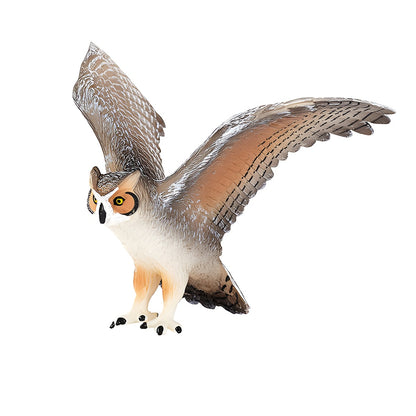 MOJO Wildlife Great Horned Owl Figure – Hand-Painted Owl Model 11cm