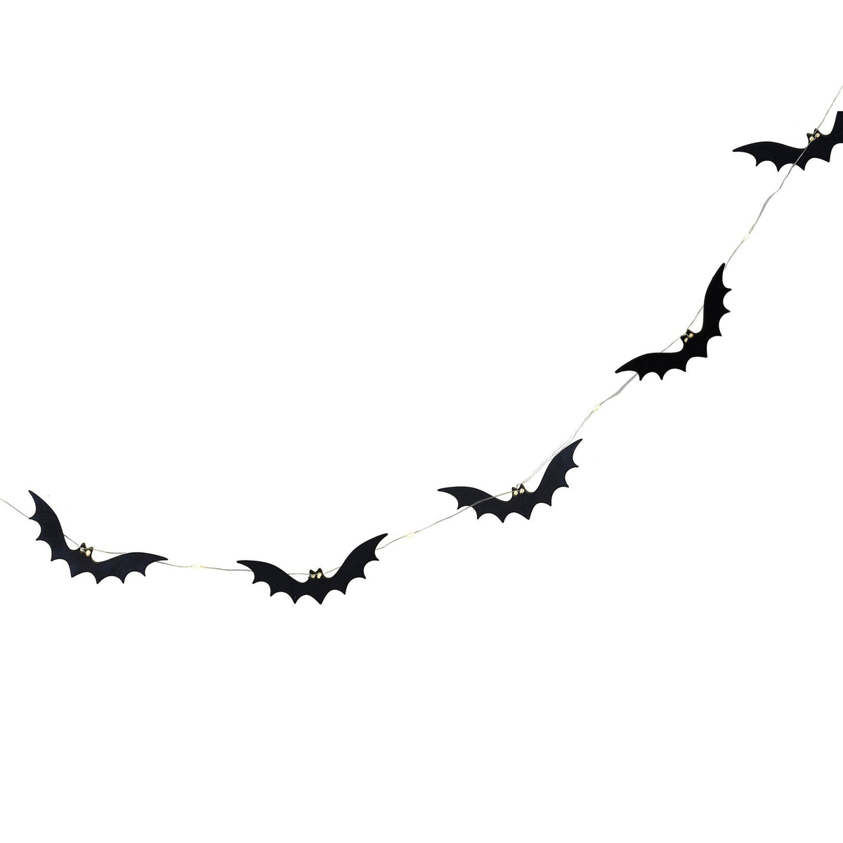 Black Bat Wooden Halloween Bunting With Light-Up Eyes