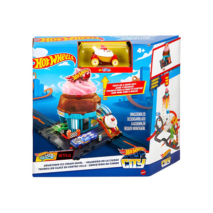 Hot Wheels City Downtown Ice Cream Shop Playset with Vehicle