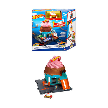 Hot Wheels City Downtown Ice Cream Shop Playset with Vehicle