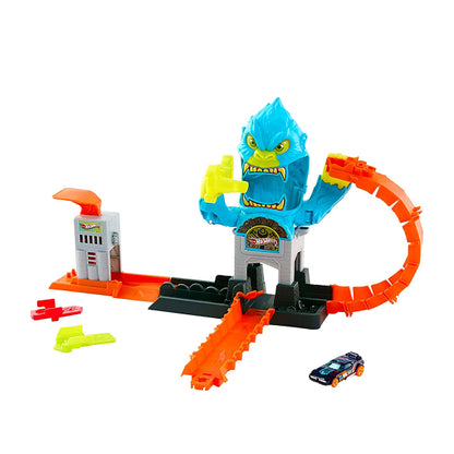 Hot Wheels City Nemesis Gorilla Garage Attack Playset with Vehicle