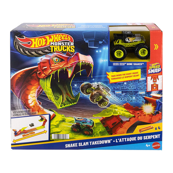 Hot Wheels Monster Trucks Snake Slam Takedown Playset with Bone Shaker