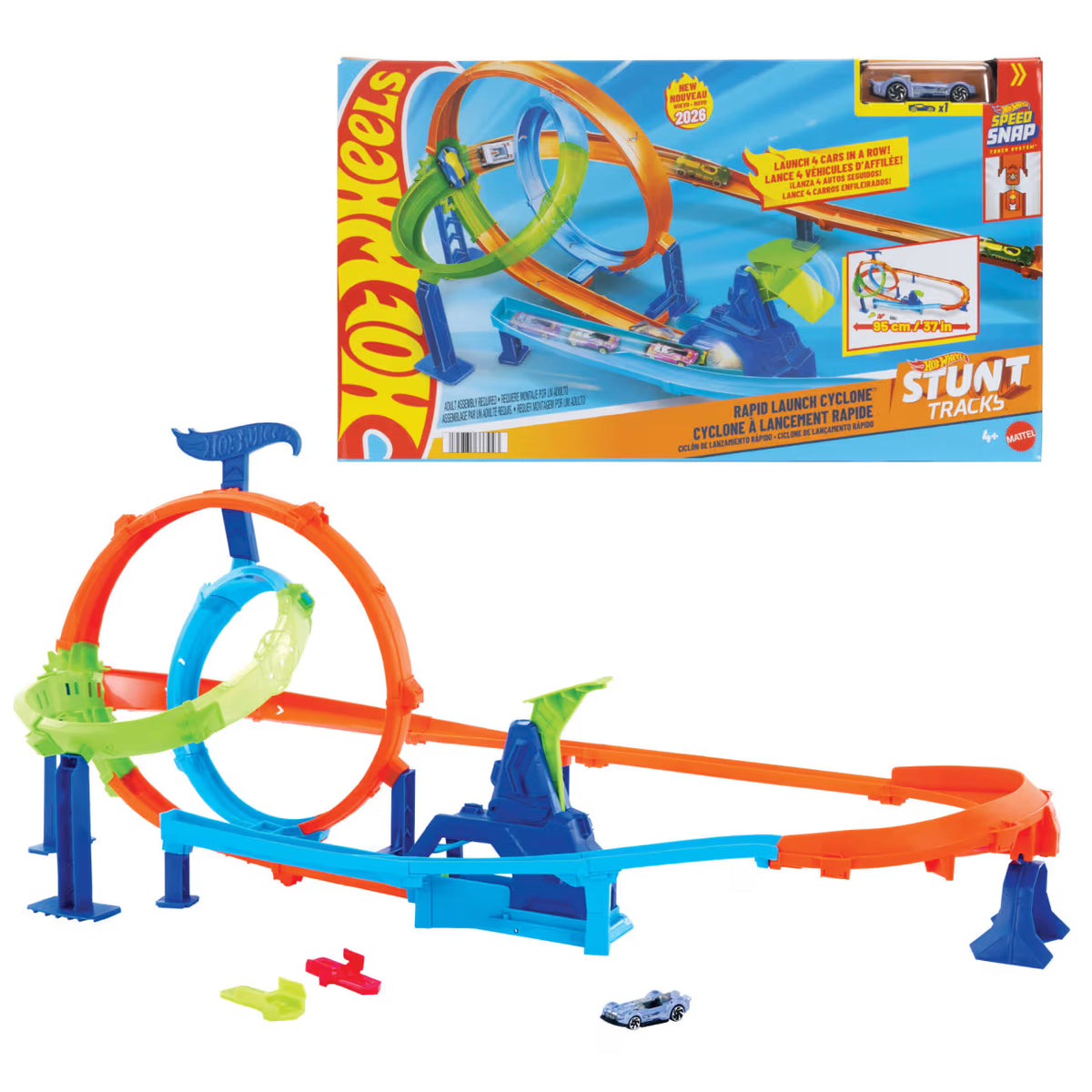 Hot Wheels Stunt Tracks Double Loop Smash Rapid Launch Cyclone Set