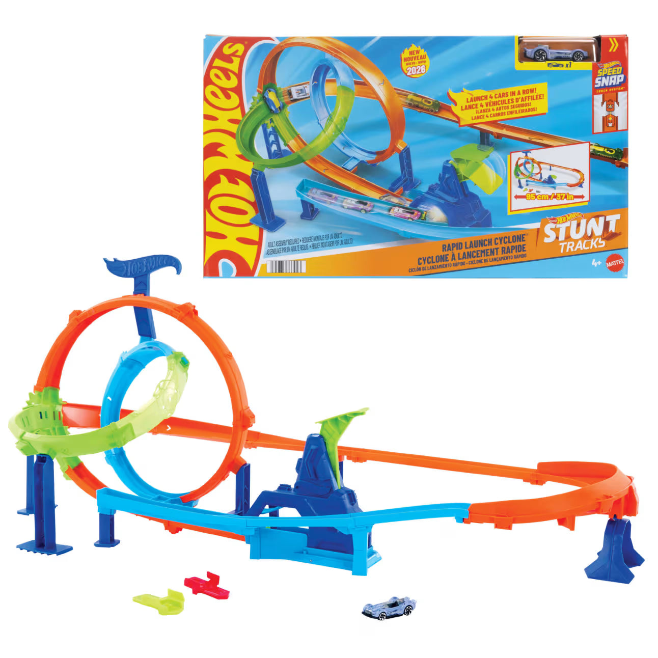 Hot Wheels Stunt Tracks Double Loop Smash Rapid Launch Cyclone Set