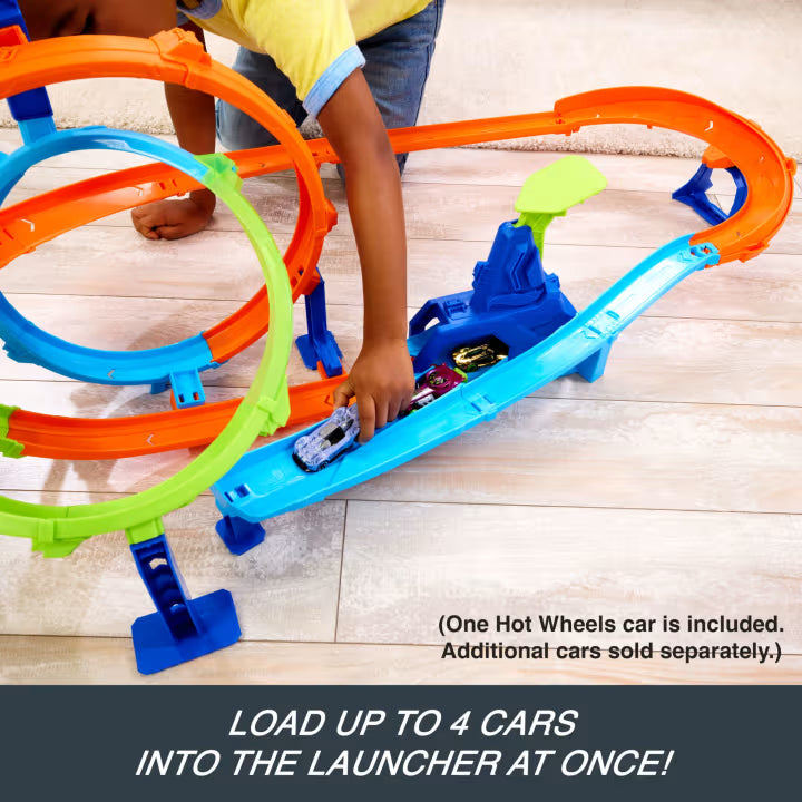 Hot Wheels Stunt Tracks Double Loop Smash Rapid Launch Cyclone Set