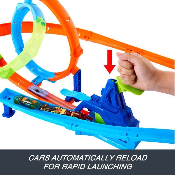 Hot Wheels Stunt Tracks Double Loop Smash Rapid Launch Cyclone Set