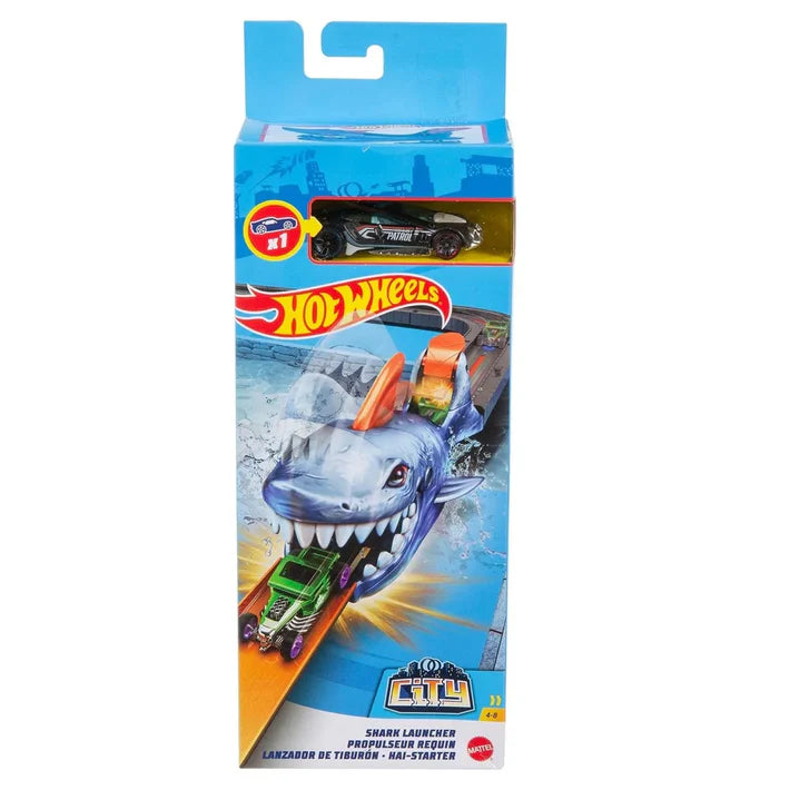 Hot Wheels City Nemesis Launchers Shark & T-Rex Track Set