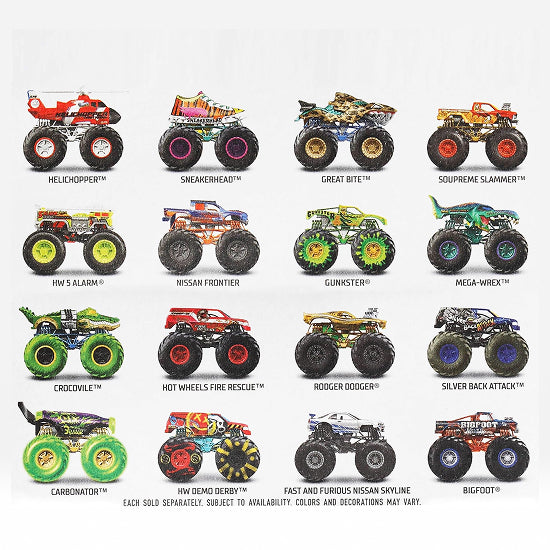 Hot Wheels Monster Trucks 1:64 Scale Die-Cast Vehicle Assortment
