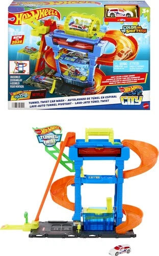 Hot Wheels City Tunnel Twist Car Wash Color Shifters Playset