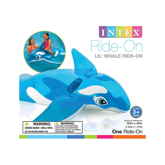 Intex Lil' Whale Ride-On – Inflatable Whale Pool Float for Kids Age 3+