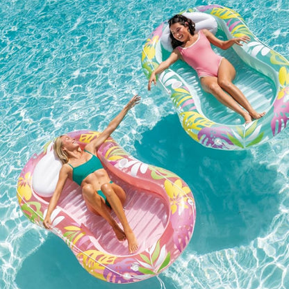 Intex Tropical Oasis Lounger Inflatable Pool Float with Cup Holder