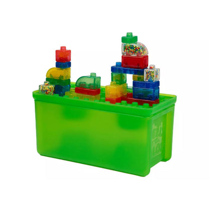 Jelly Blox Stash & Stack 2-in-1 Storage Case – Sensory Building Blocks Set with 30 Pieces