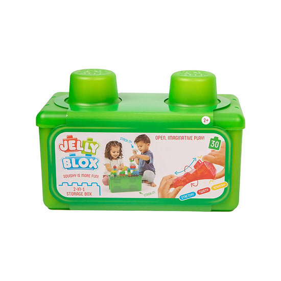 Jelly Blox Stash & Stack 2-in-1 Storage Case – Sensory Building Blocks Set with 30 Pieces