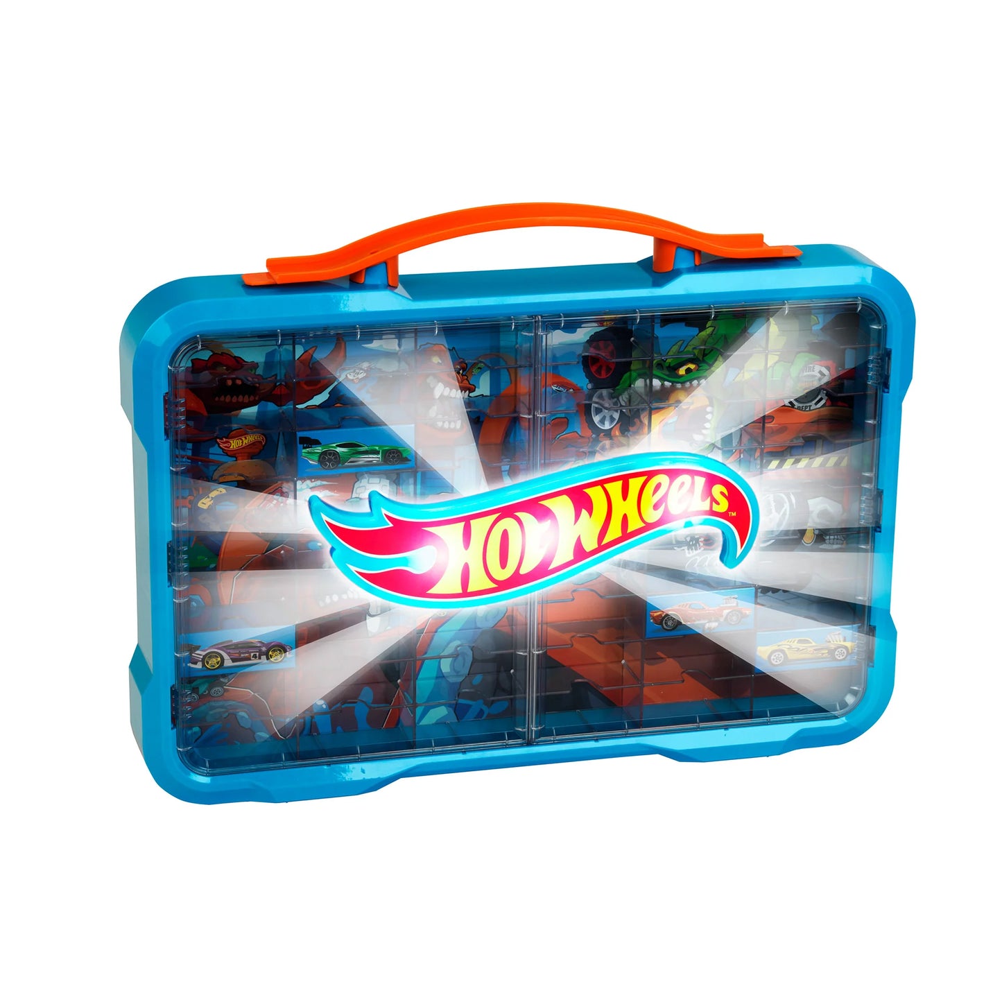 Klein Hot Wheels - Collecting showcase with illuminated Hot Wheels logo