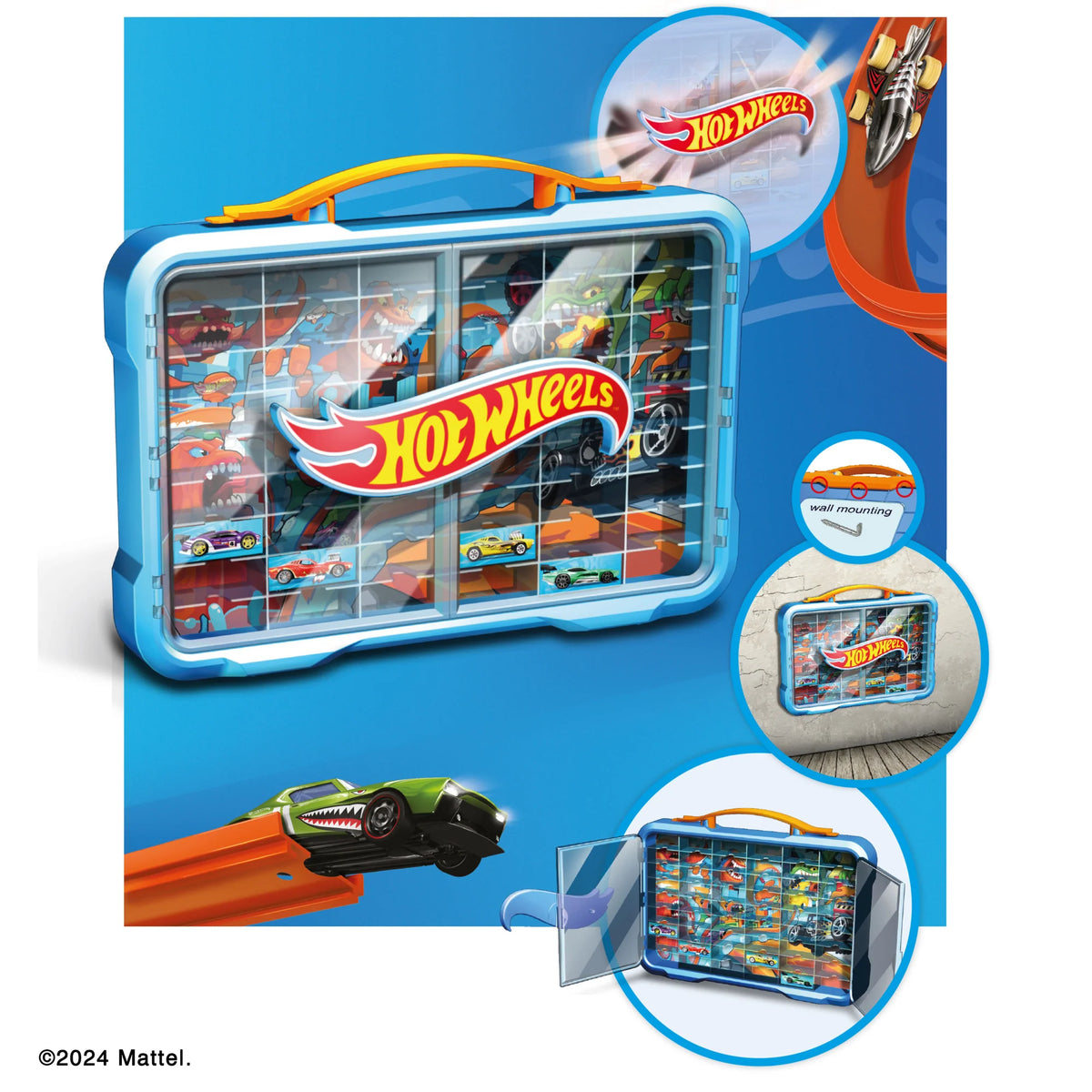 Klein Hot Wheels - Collecting showcase with illuminated Hot Wheels logo