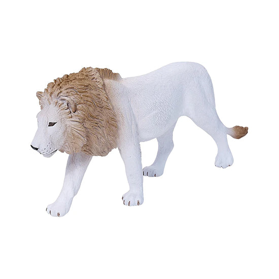 MOJO Wildlife White Male Lion Figure – Hand-Painted White Lion Model Large Size