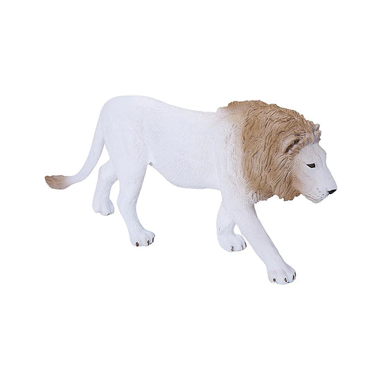 MOJO Wildlife White Male Lion Figure – Hand-Painted White Lion Model Large Size