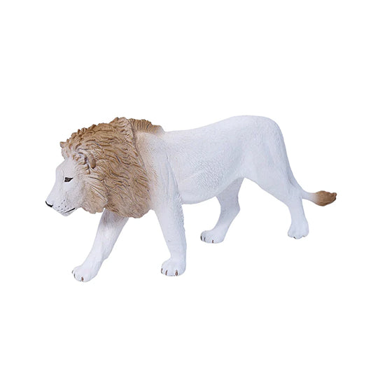 MOJO Wildlife White Male Lion Figure – Hand-Painted White Lion Model Large Size