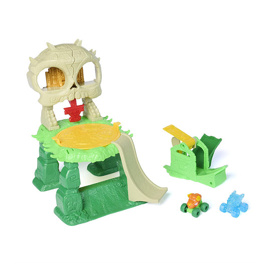 Monster Jam Mini Jams Crash 'N Crumble Jungle Playset – Launcher with 2 Exclusive Mini Trucks