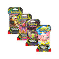 Four packs of Pokemon trading card game on a white background