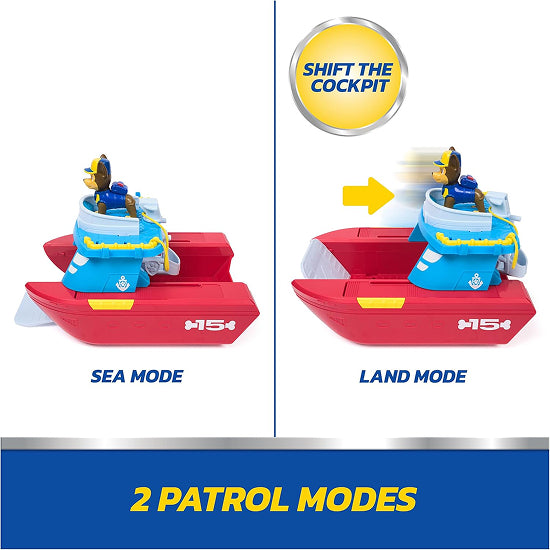 PAW Patrol Sea Patroller Vehicle with Chase Figure & Shark