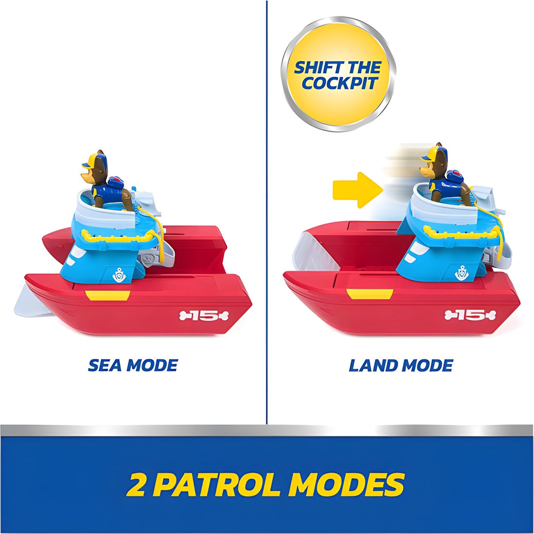 PAW Patrol Sea Patroller Vehicle with Chase Figure & Shark