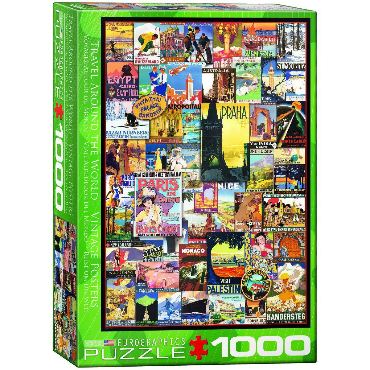 Puzzle 1000 Travel Around The World Vintage Posters