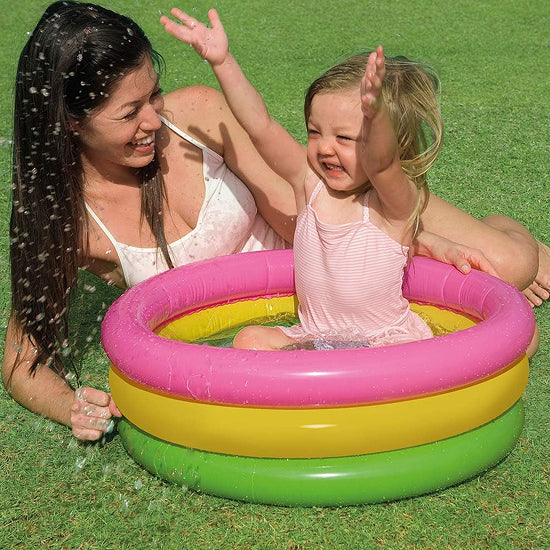 Intex Sunset Glow Baby Pool – 3 Ring Inflatable Baby Pool 61 x 22 cm