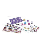 Collection of temporary tattoos, stickers, and other decorative items on a white background