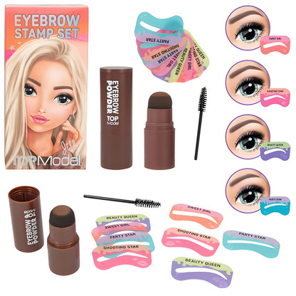 TOPModel Eyebrow Stamp Set – Brow Stencils, Powder & Brush Kit