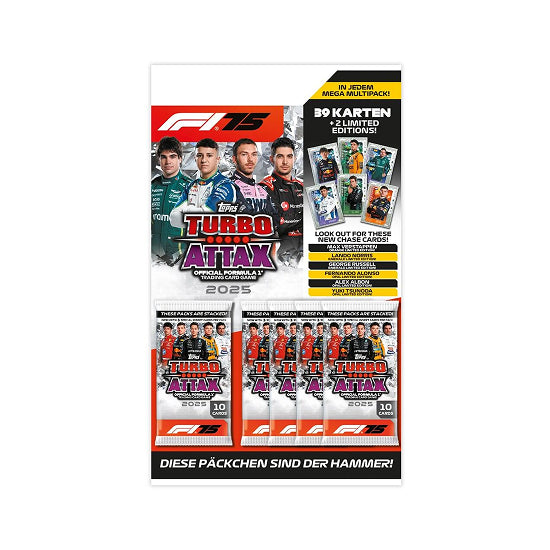 مجموعة ميغا المتعددة من بطاقات Topps Turbo Attax Formula 1 لعام 2025 - 39 بطاقة تداول مع بطاقات إصدار محدود
