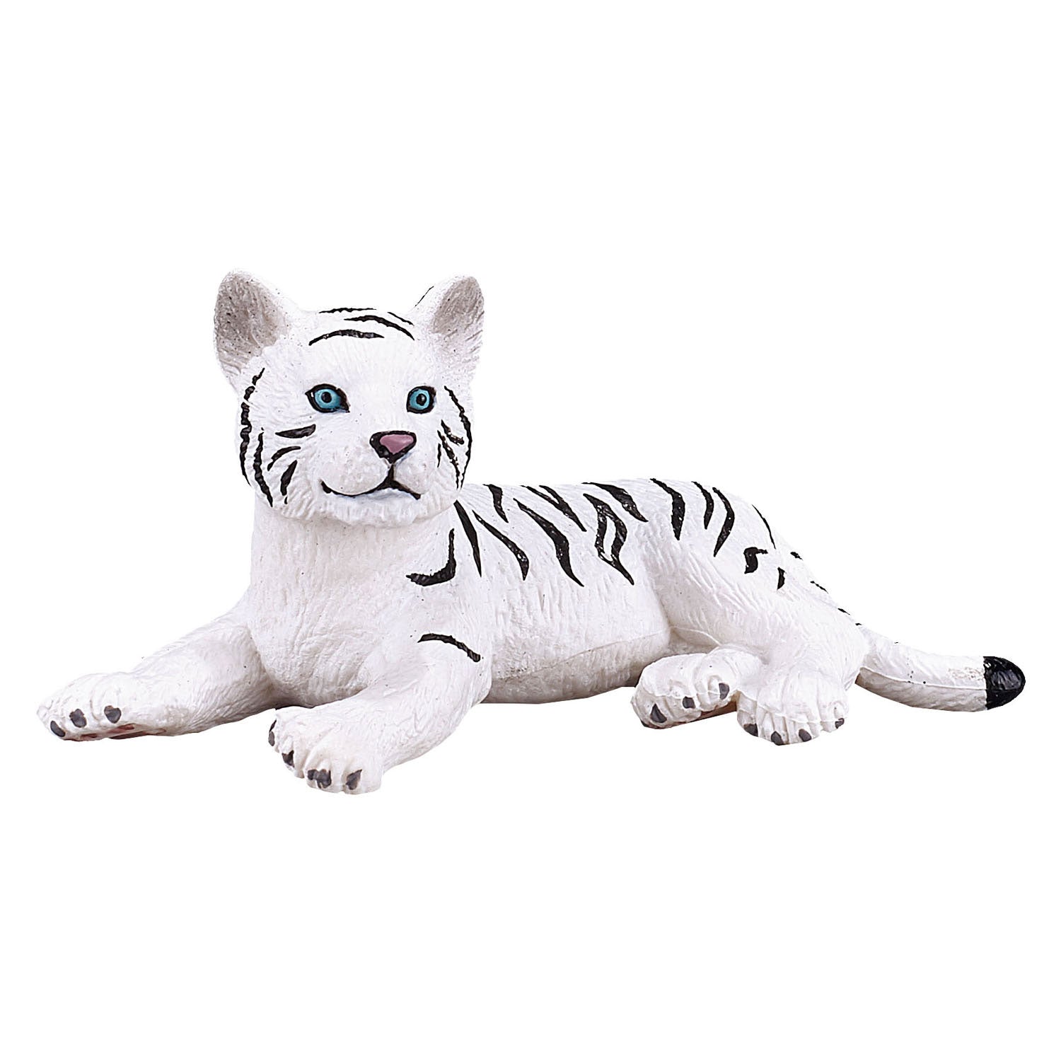 MOJO White Tiger Cub Laying Down Figure Hand-Painted Wildlife Model