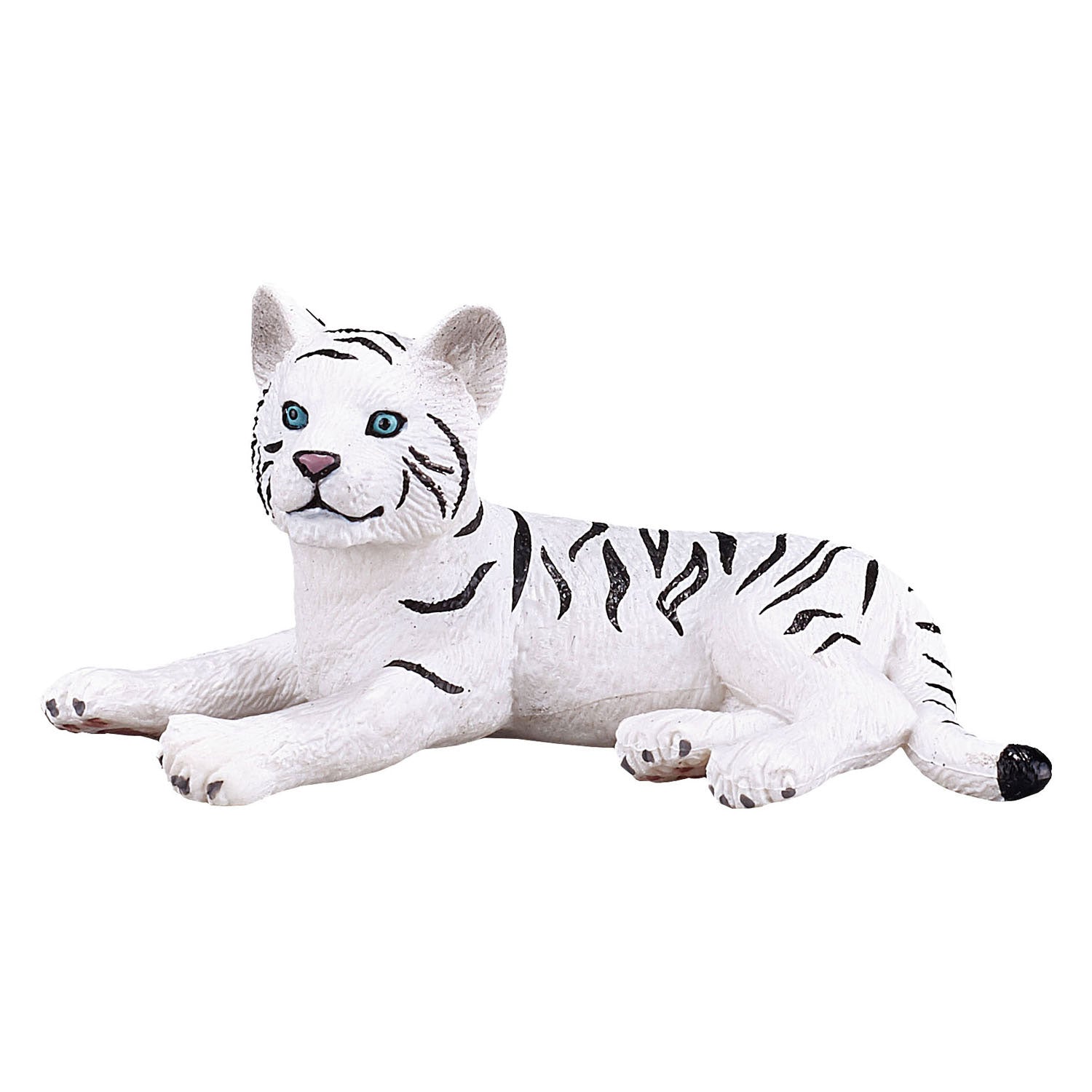 MOJO White Tiger Cub Laying Down Figure Hand-Painted Wildlife Model