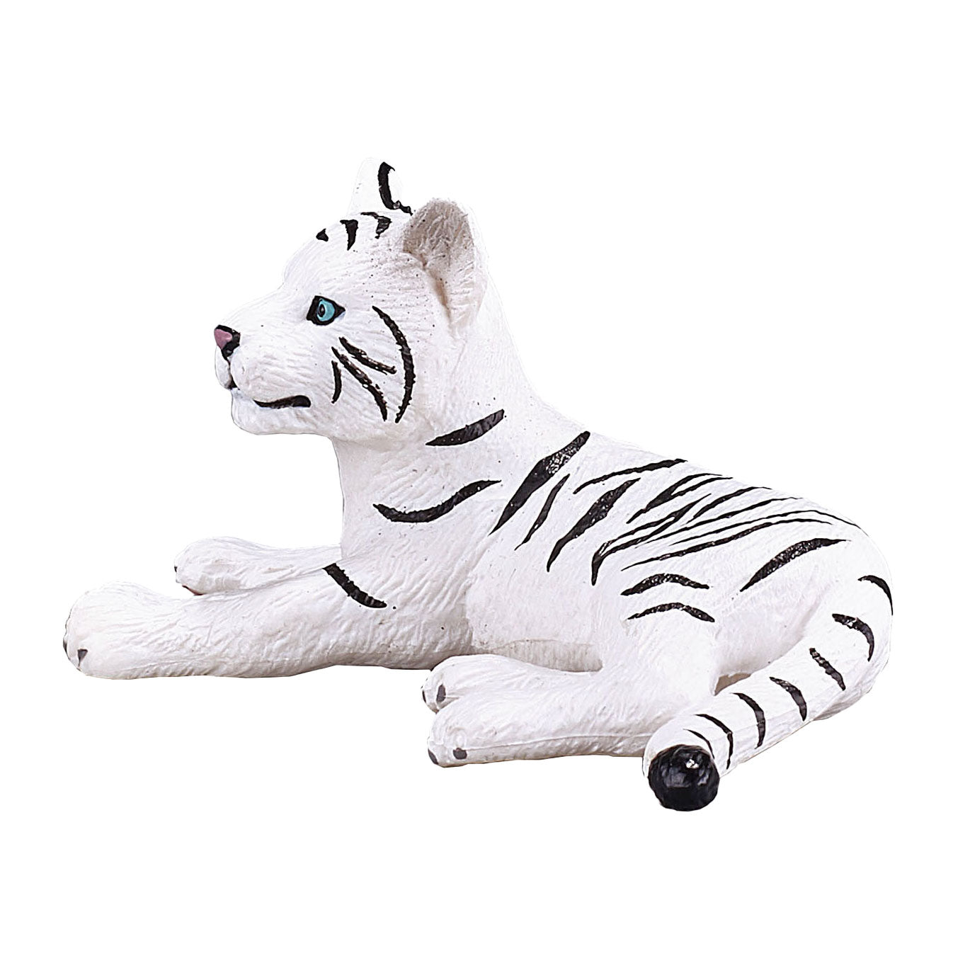 MOJO White Tiger Cub Laying Down Figure Hand-Painted Wildlife Model