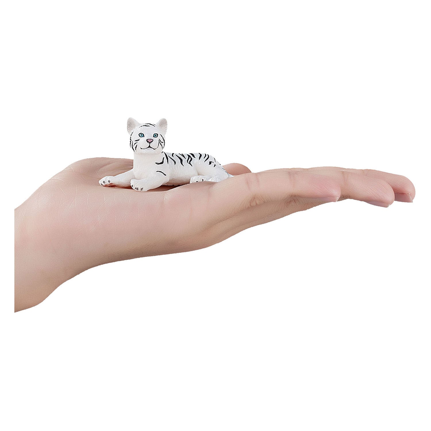 MOJO White Tiger Cub Laying Down Figure Hand-Painted Wildlife Model