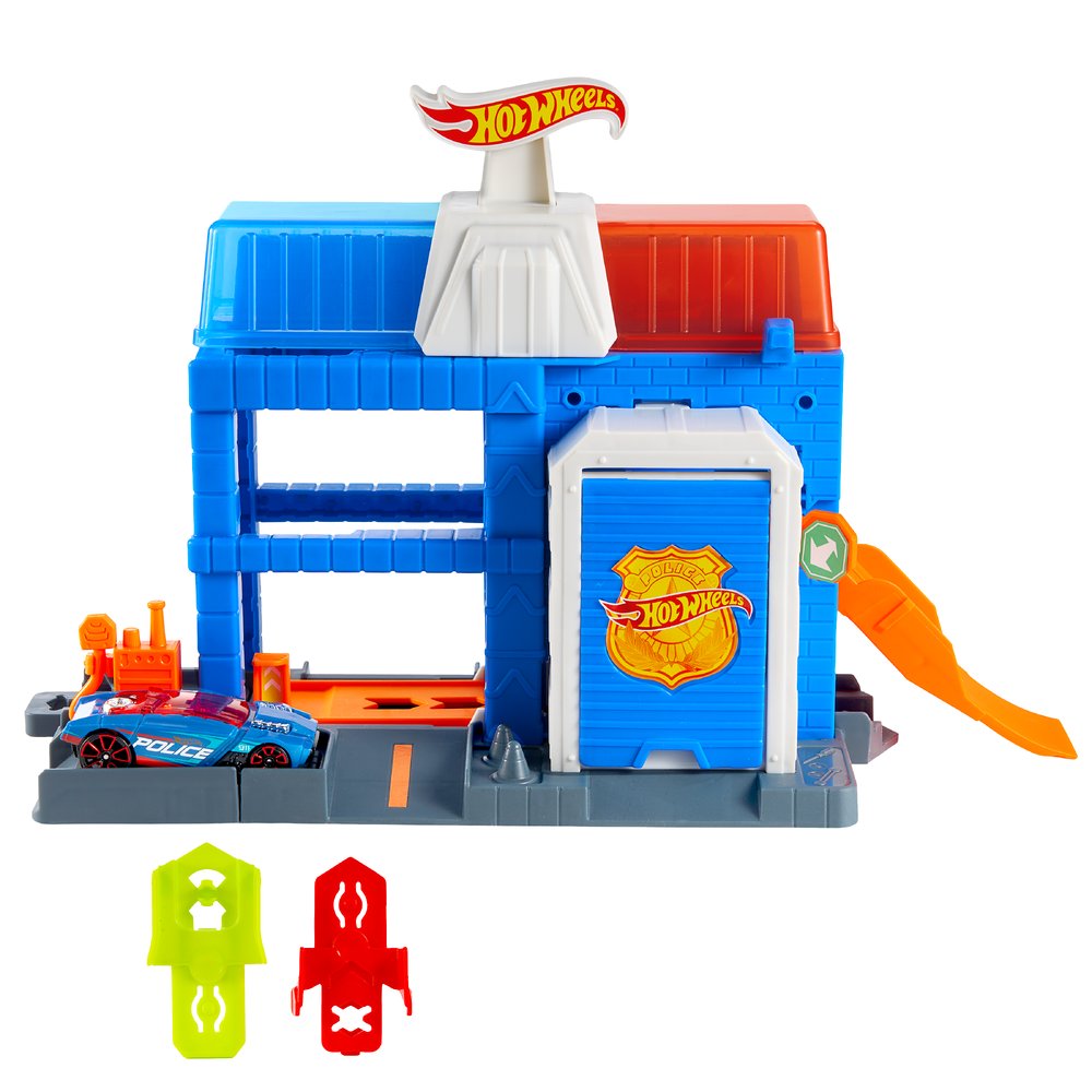 Hot Wheels City Downtown Police Station Playset with Police Car