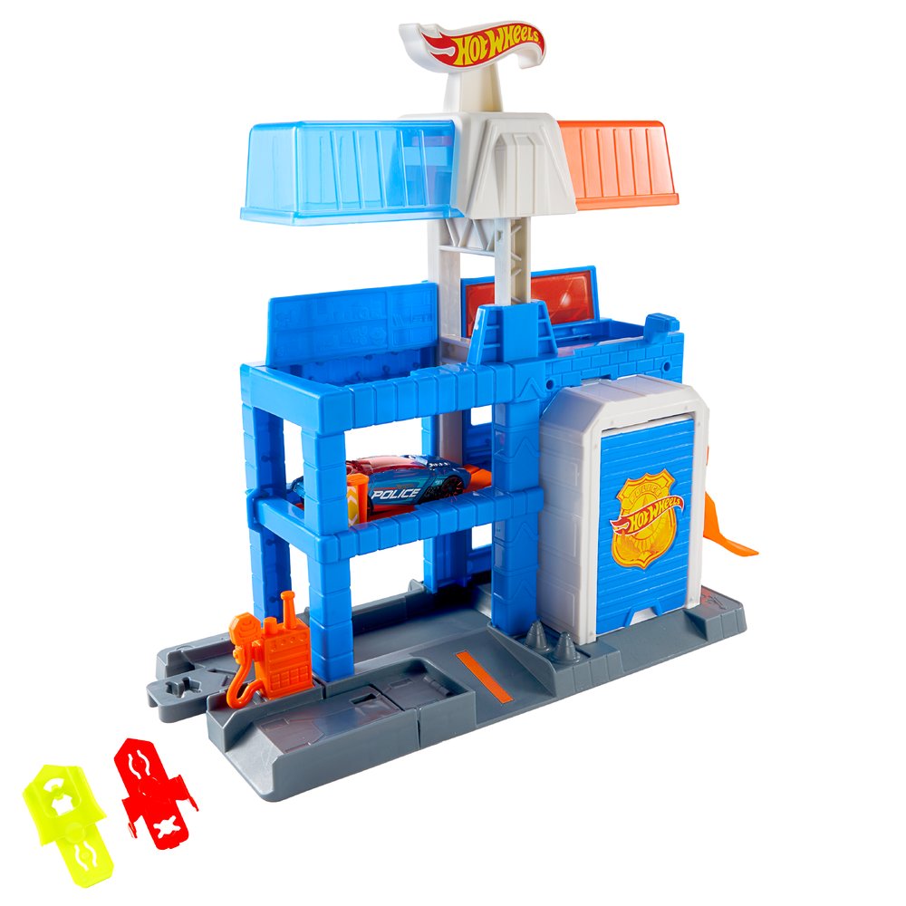 Hot Wheels City Downtown Police Station Playset with Police Car