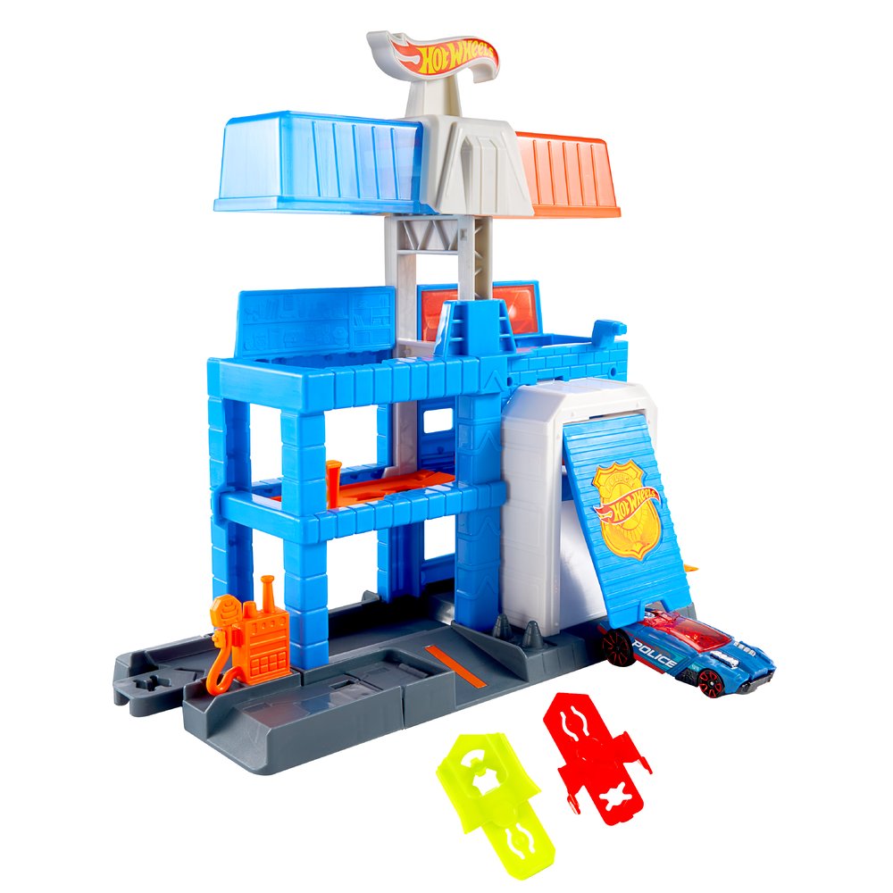 Hot Wheels City Downtown Police Station Playset with Police Car
