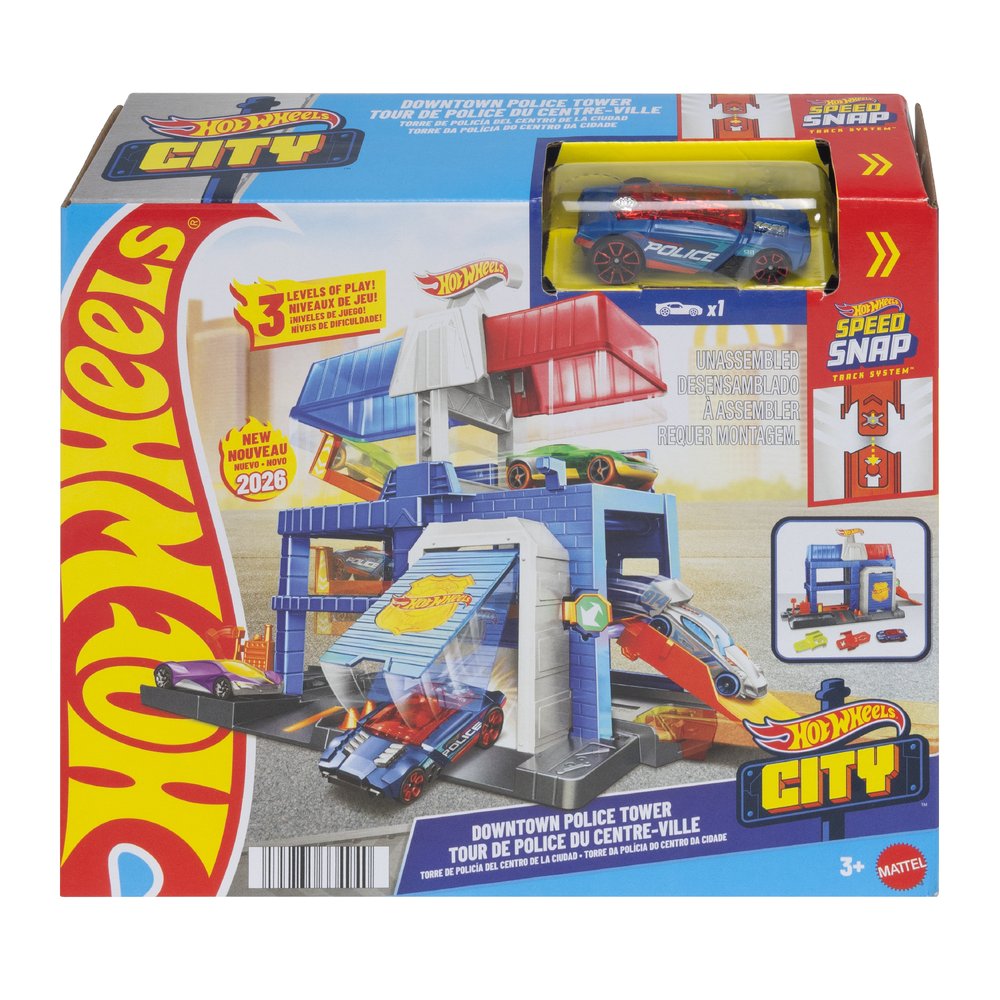 Hot Wheels City Downtown Police Station Playset with Police Car